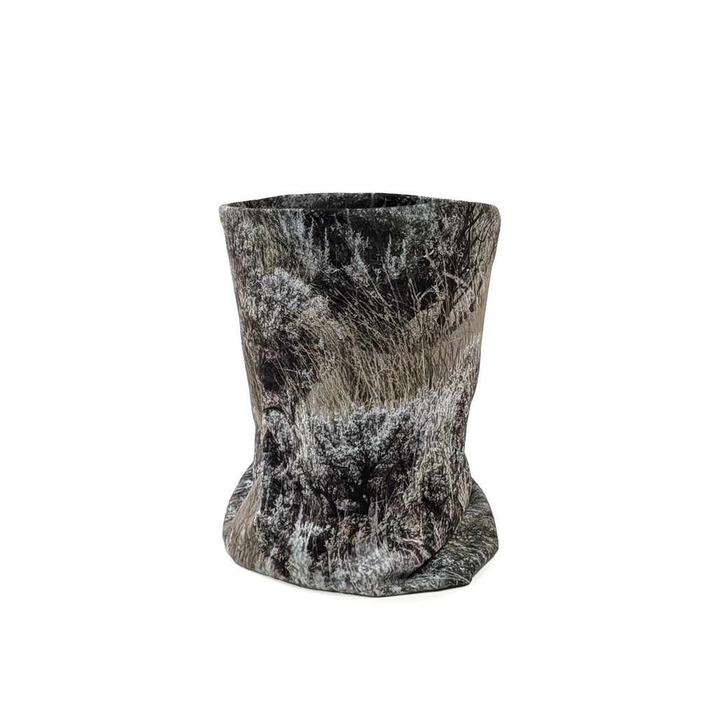 The Early/Mid Season Neck Gaiter — back view in Wanayi proprietary camo