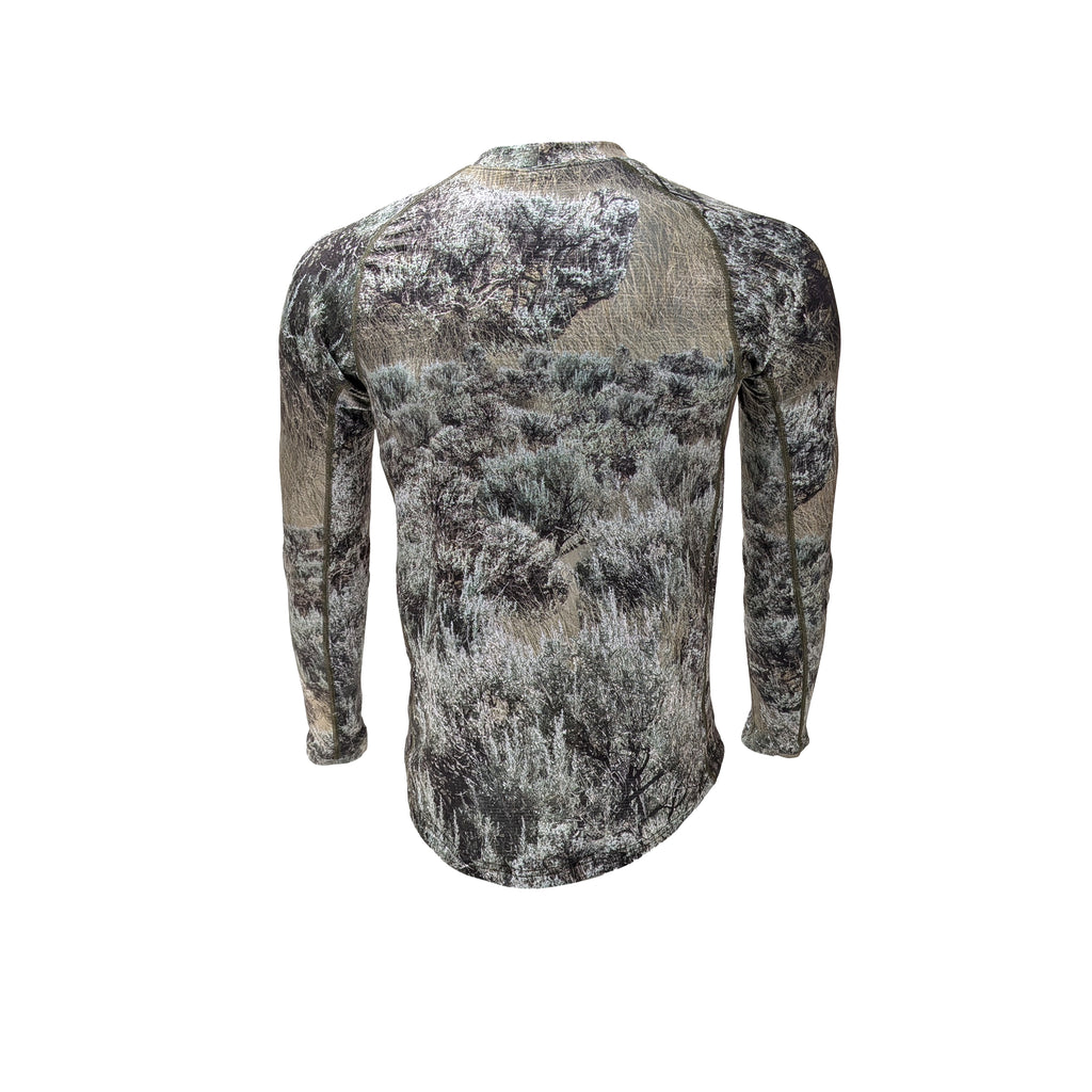 The Mid Season Long Sleeve — camo pattern detail, made in USA