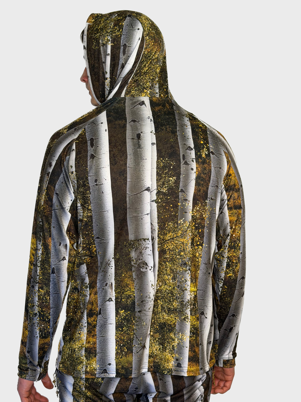 The Early Season Hoodie in Aspen camo — back view