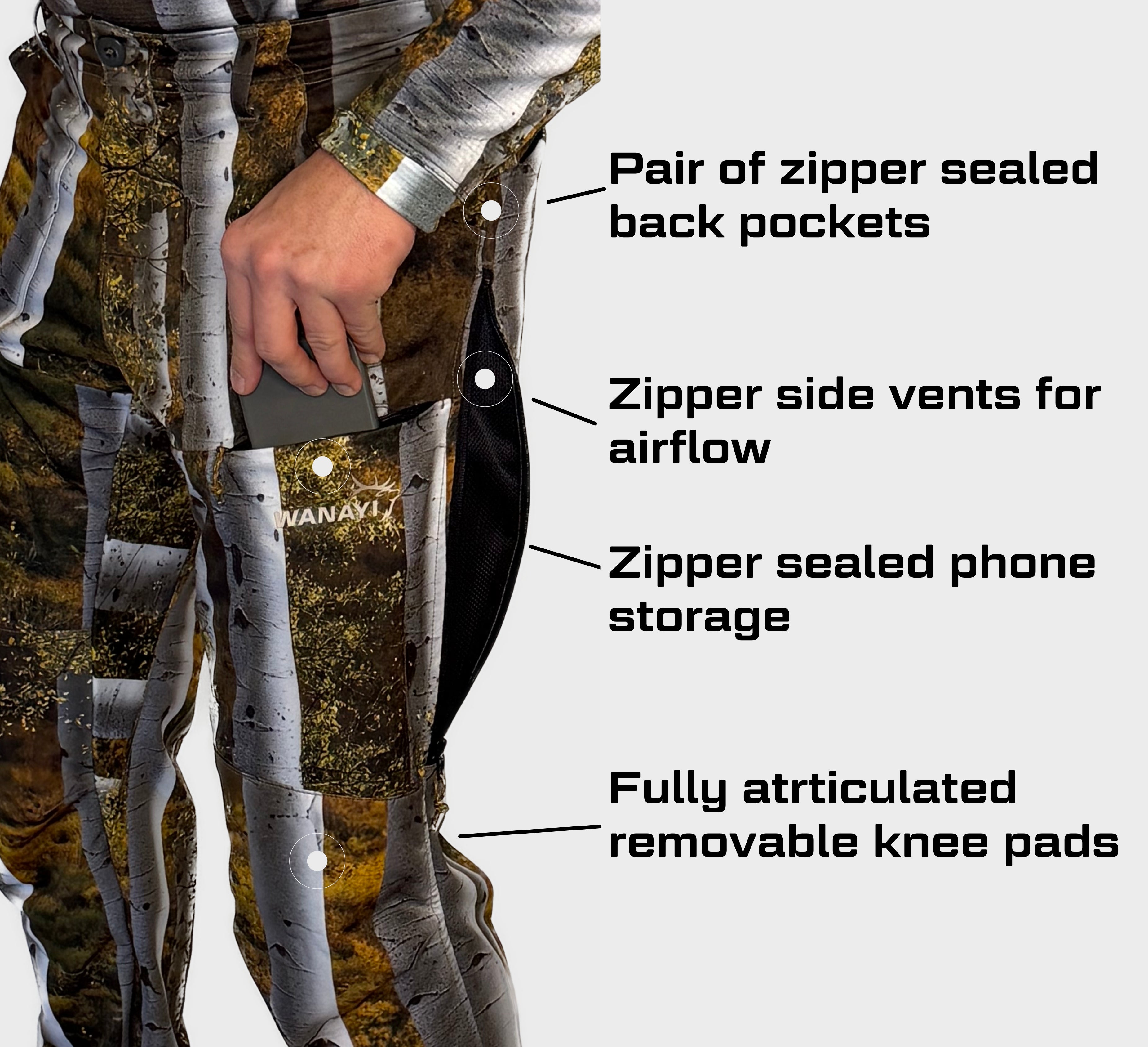 The Early Season Pants in Aspen camo — product showcase