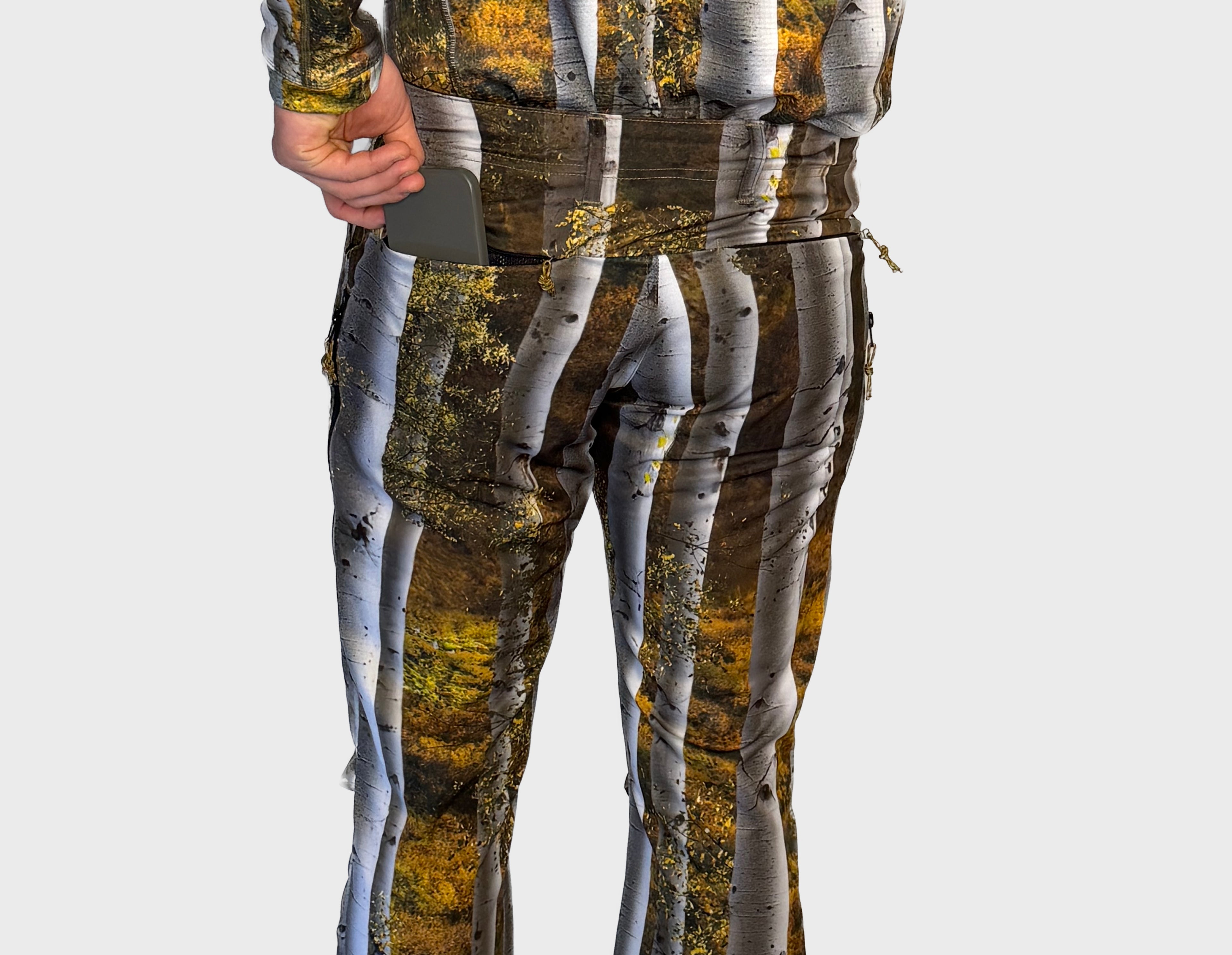 The Early Season Pants in Aspen camo — back view