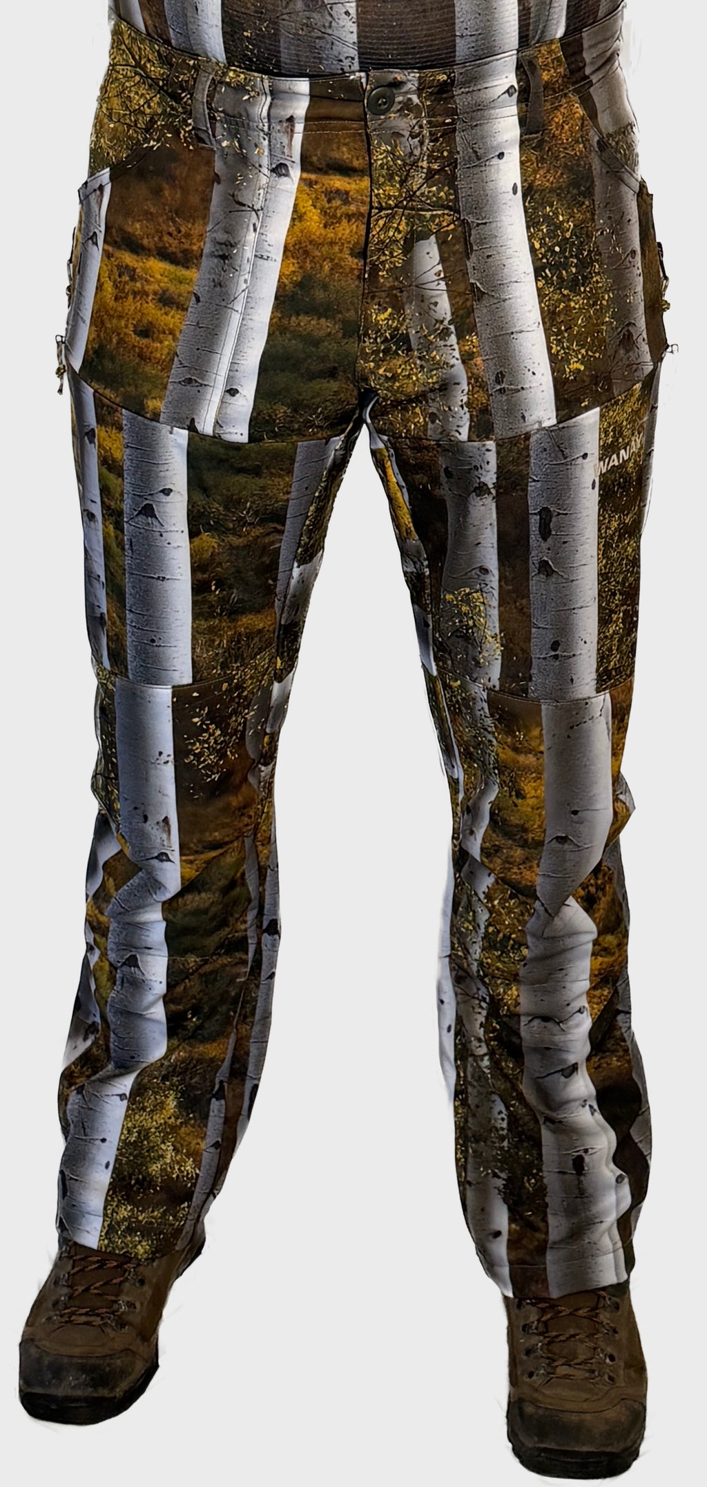 The Early Season Pants in Aspen camo — front view
