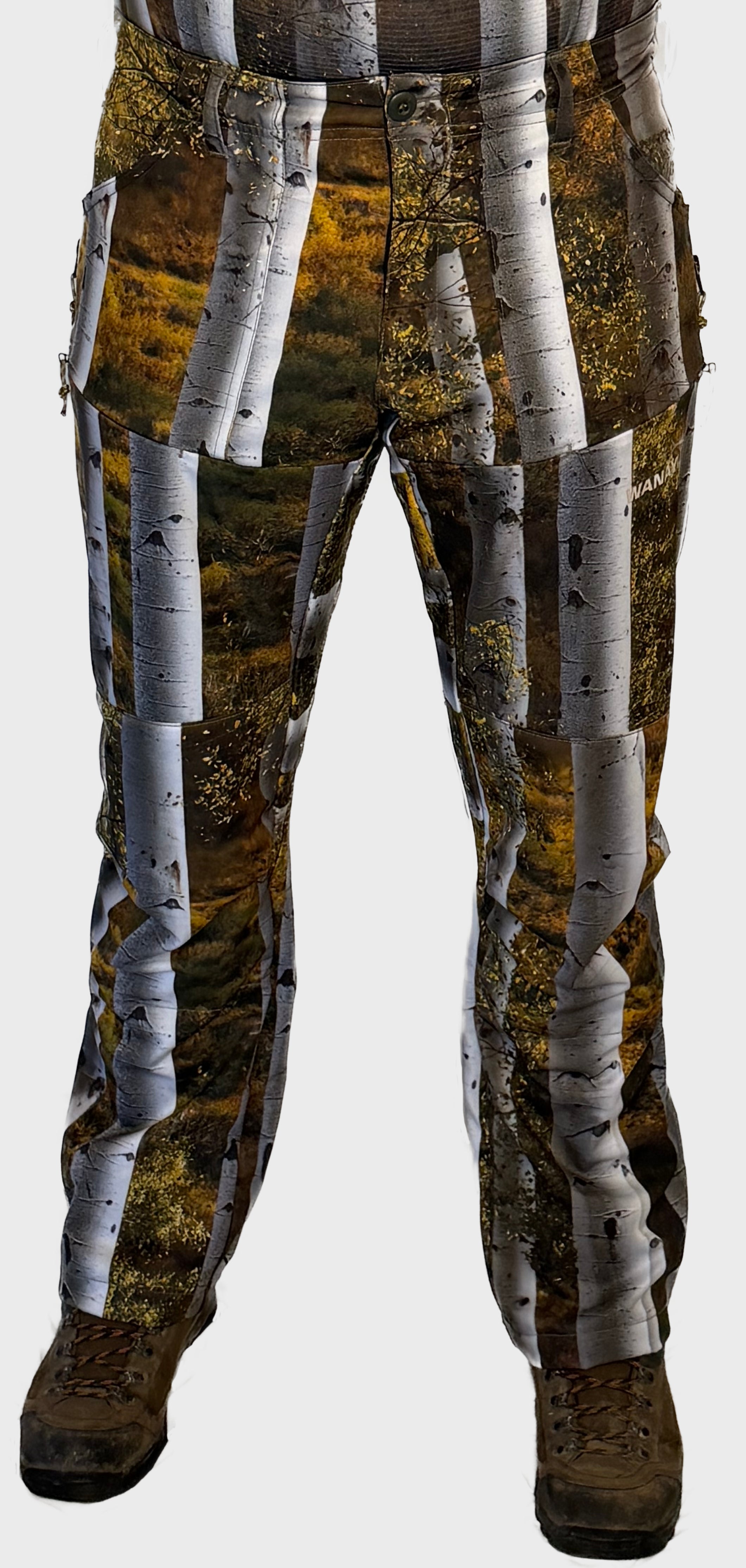The Early Season Pants in Aspen camo — front view