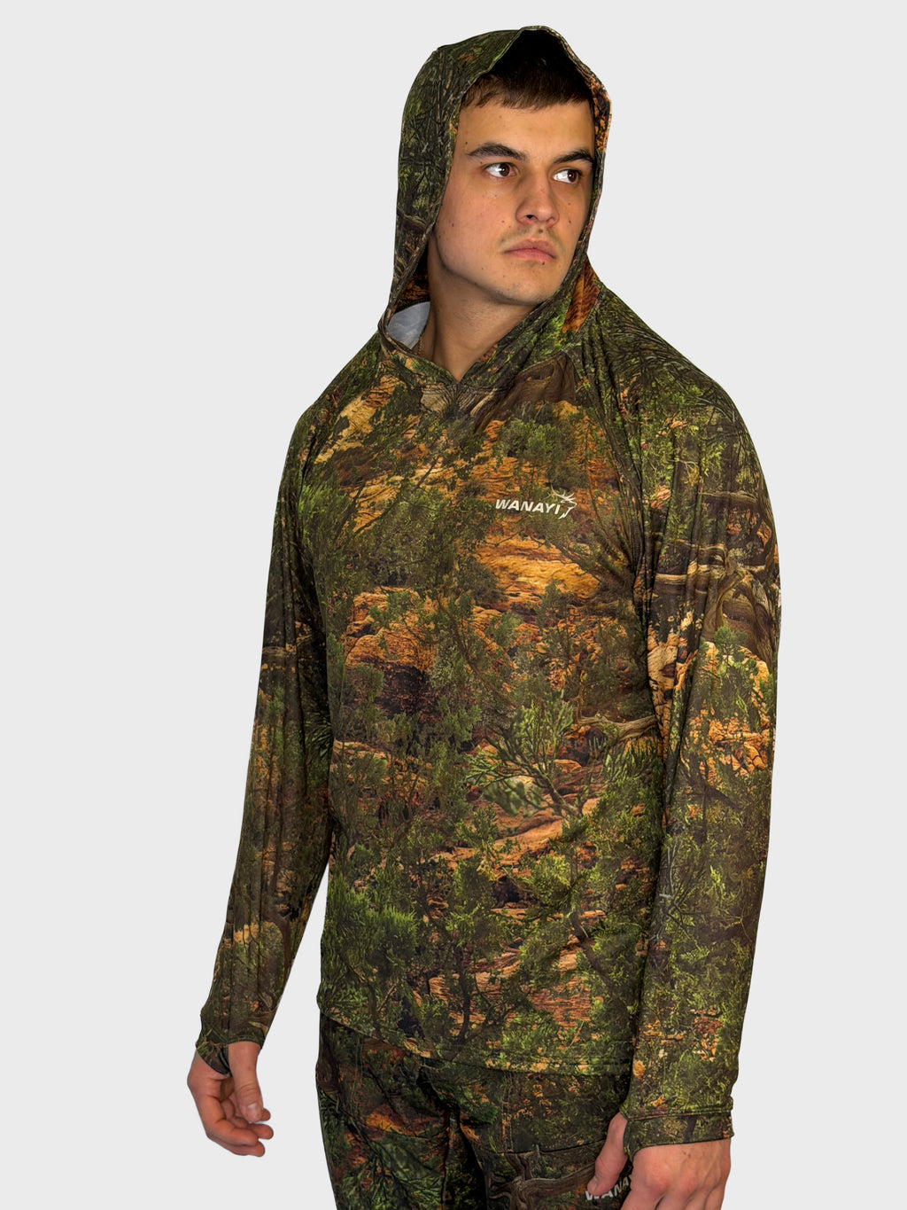 The Early Season Hoodie in Cedar camo — front view