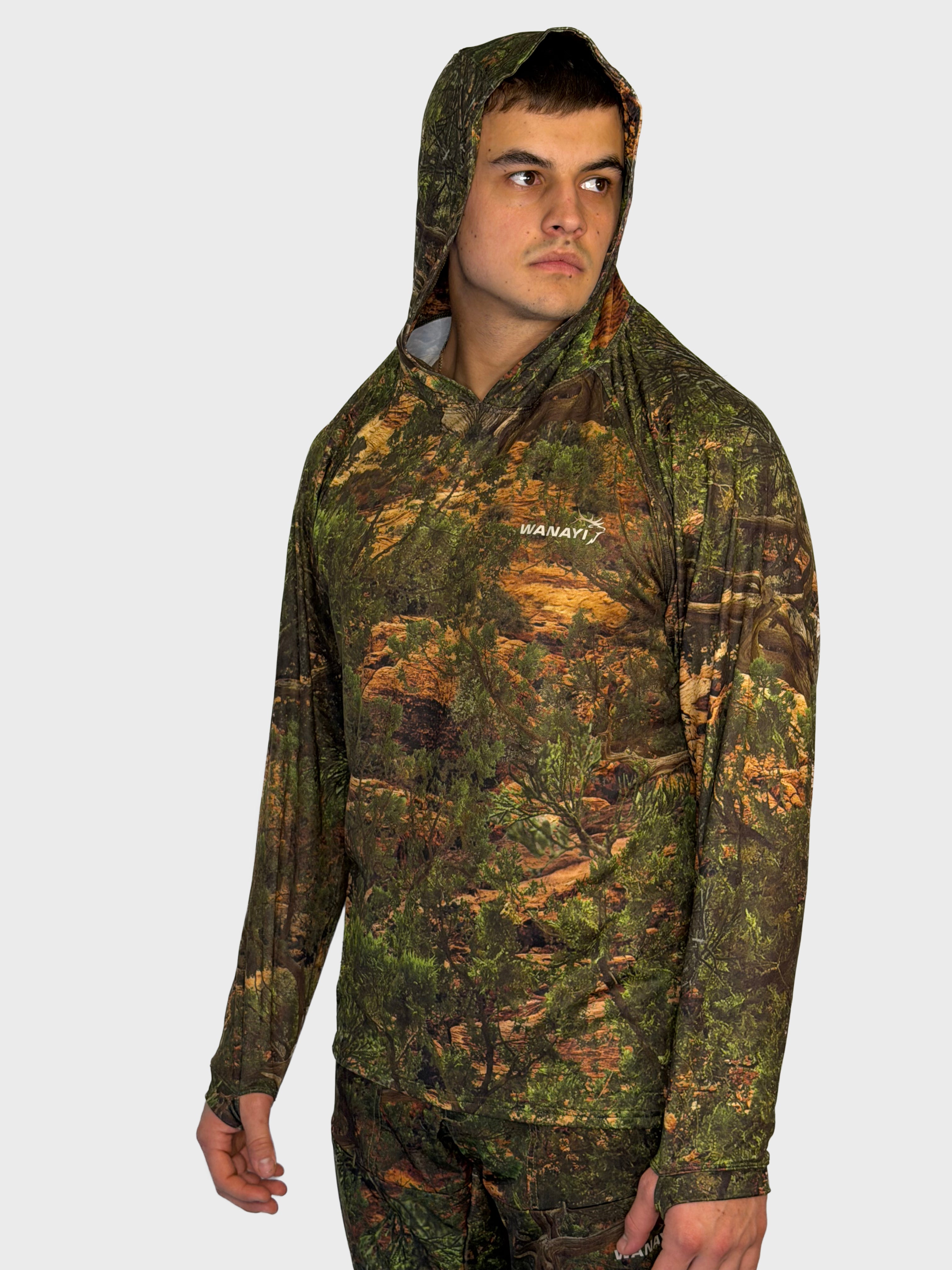 The Early Season Hoodie in Cedar camo — front view