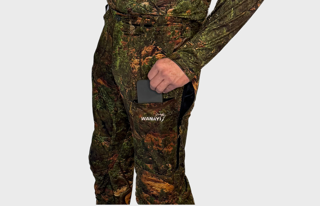 The Early Season Pants in Cedar camo — front pocket detail