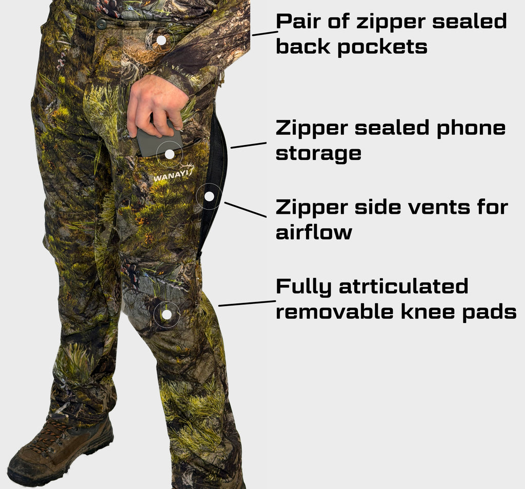 The Early Season Pants in Pine camo — product showcase
