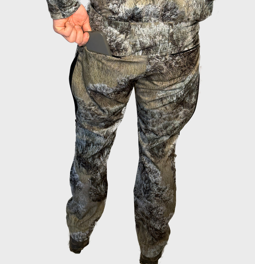 The Early Season Pants in Sage camo — back view